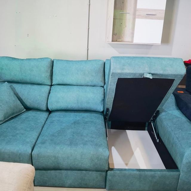 sofa con canape turquesa